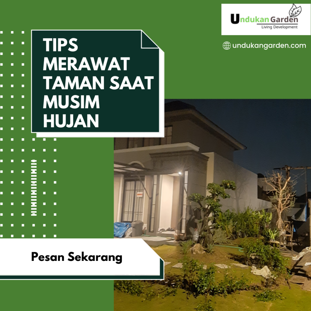 tim merawat taman saat musin hujan